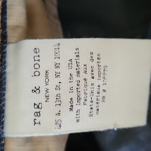 rag&bone Standard Issue Slim Leg 2  Size 32 inseam 31" button fly - Picture 7 of 7
